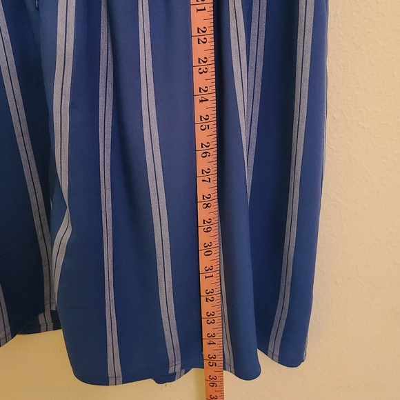 ANA Women's Casual Blue Striped Short Sleeve Dress - Size Large / Pre-owned - Picture 5 of 5